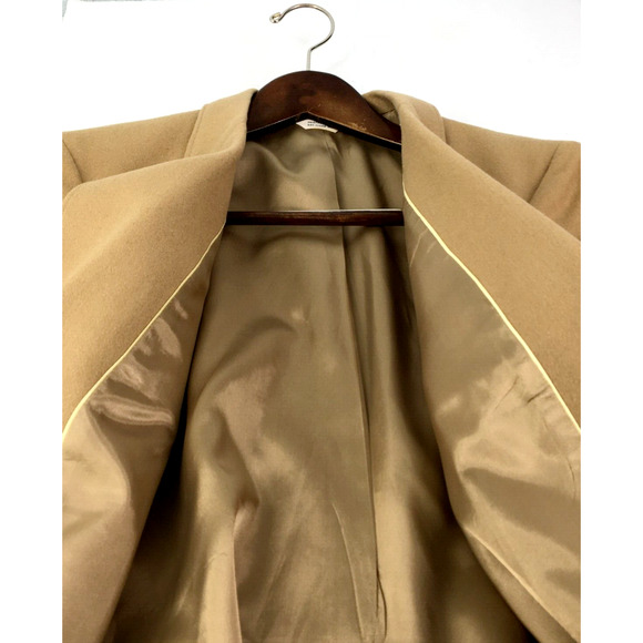 Size 16 Woolrich USA Womens 2 Button Pure Wool Blazer Jacket Sand Tan - Picture 4 of 14